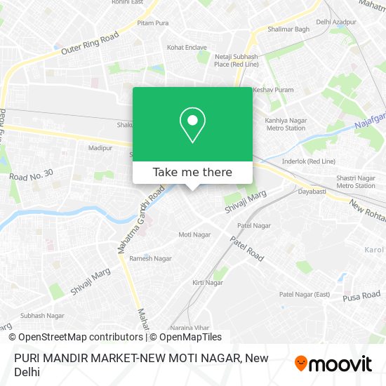 PURI MANDIR MARKET-NEW MOTI NAGAR map
