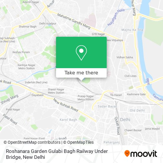 Roshanara Garden Gulabi Bagh Railway Under Bridge map