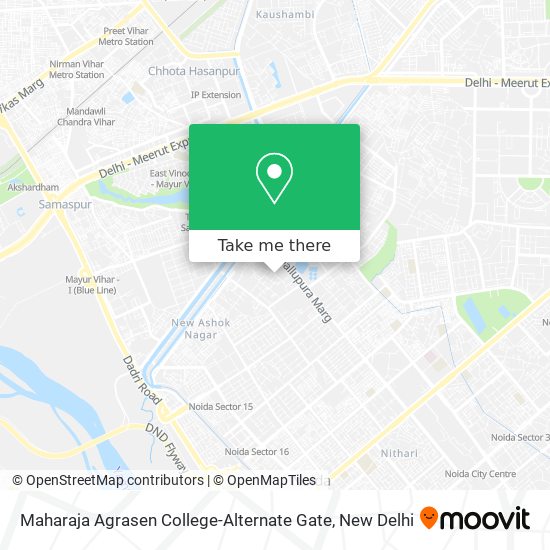 Maharaja Agrasen College-Alternate Gate map