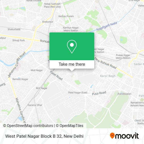 How to get to West Patel Nagar Block B 32 in Delhi by Metro, Bus or Train?