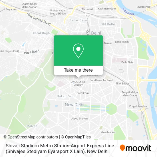 Shivaji Stadium Metro Station-Airport Express Line (Shivajee Stediyam Eyaraport X Lain) map
