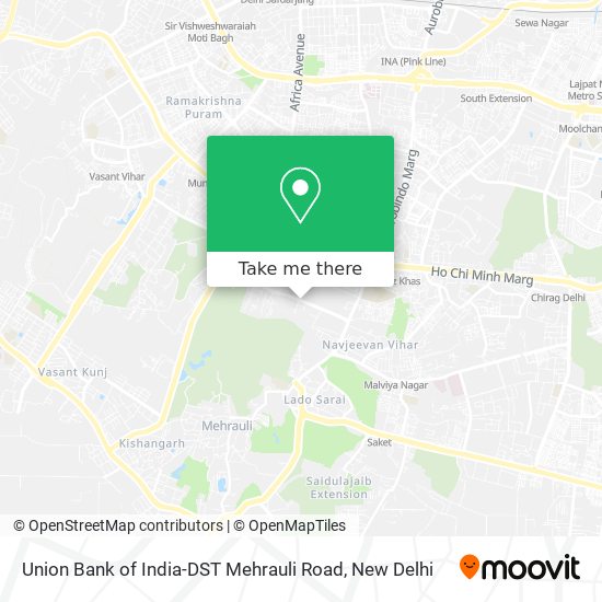 Union Bank of India-DST Mehrauli Road map