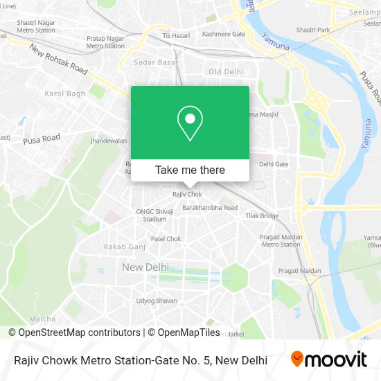 Rajiv Chowk Metro Station-Gate No. 5 (Rajeev Chauk Metro Steshan Get Nan. 5) map