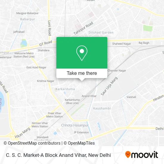 C. S. C. Market-A Block Anand Vihar map