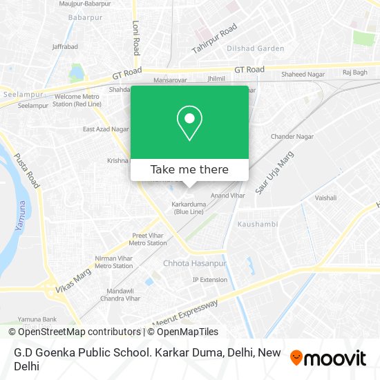 G.D Goenka Public School. Karkar Duma, Delhi map