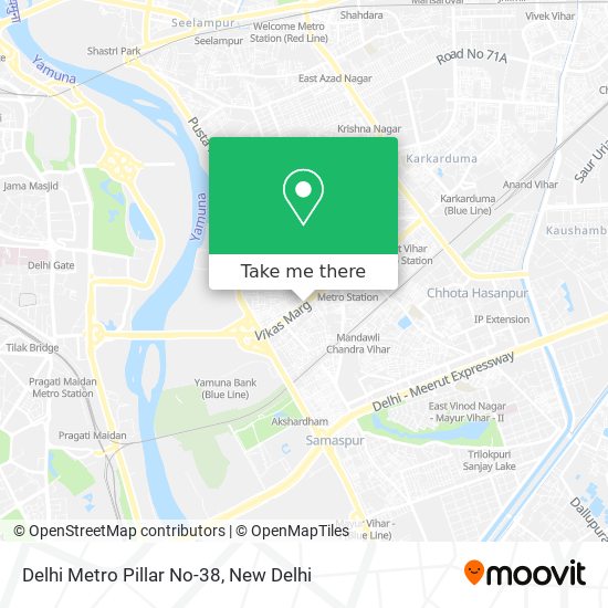 Delhi Metro Pillar No-38 map