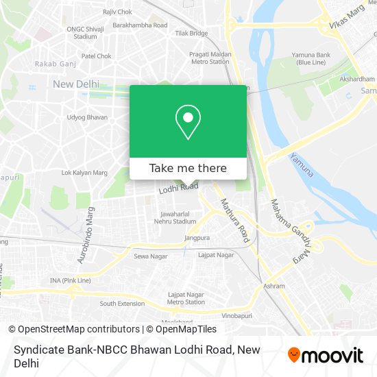 Syndicate Bank-NBCC Bhawan Lodhi Road map