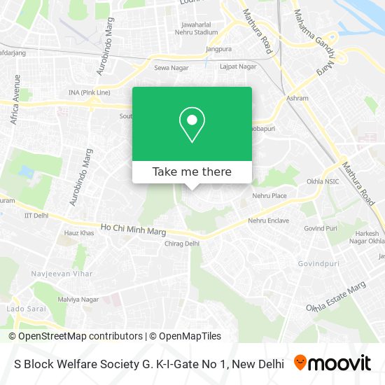 S Block Welfare Society G. K-I-Gate No 1 map