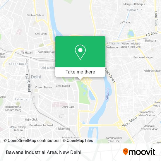 How to get to Bawana Industrial Area in Delhi by bus, metro or train?