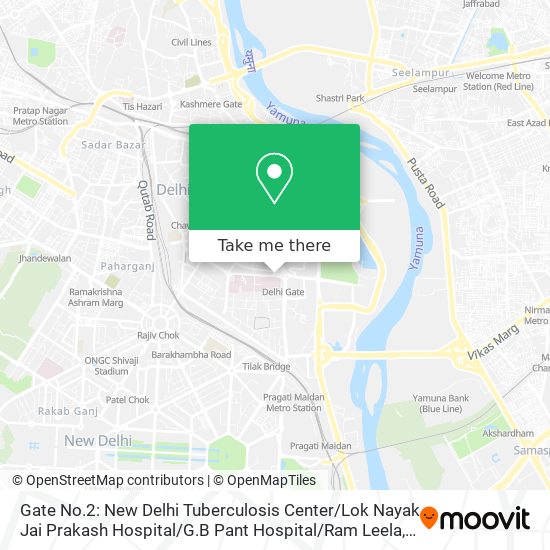 Gate No.2: New Delhi Tuberculosis Center / Lok Nayak Jai Prakash Hospital / G.B Pant Hospital / Ram Leela map