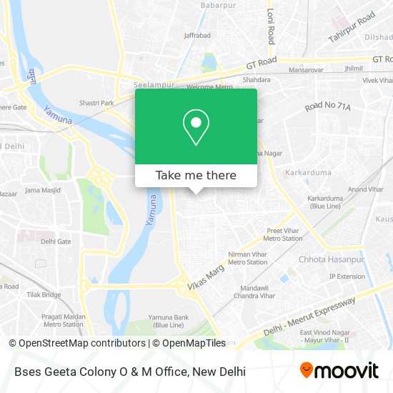 Bses Geeta Colony O & M Office map