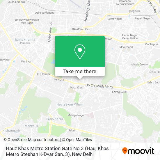 Hauz Khas Metro Station Gate No 3 (Hauj Khas Metro Steshan K-Dvar San. 3) map