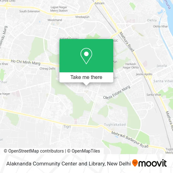 Alaknanda Community Center and Library map