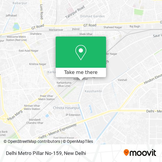 Delhi Metro Pillar No-159 map