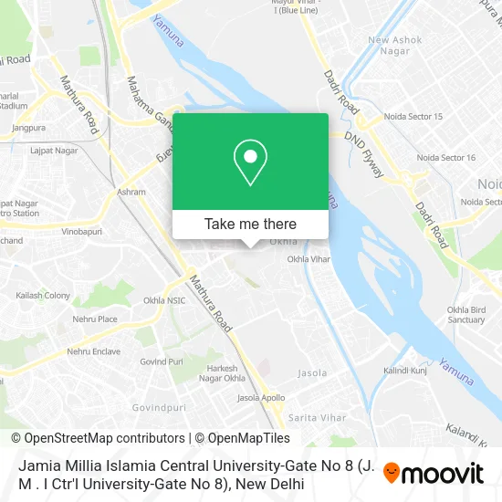 Jamia Millia Islamia Central University-Gate No 8 (J. M . I Ctr'l University-Gate No 8) map