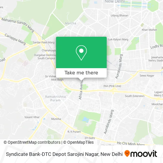 Syndicate Bank-DTC Depot Sarojini Nagar map