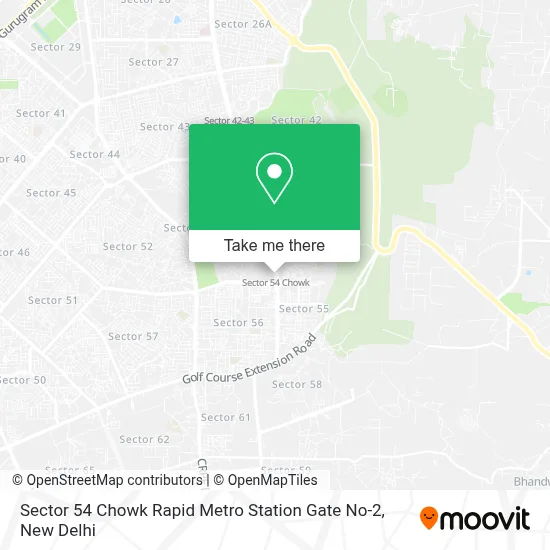 Sector 54 Chowk Rapid Metro Station Gate No-2 map