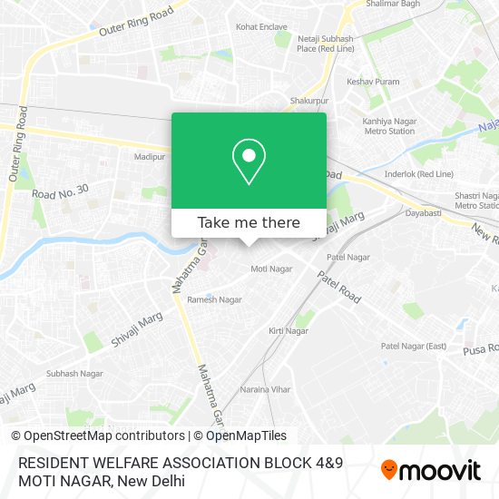 RESIDENT WELFARE ASSOCIATION BLOCK 4&9 MOTI NAGAR map