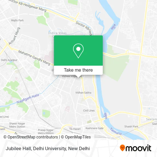 Jubilee Hall, Delhi University map