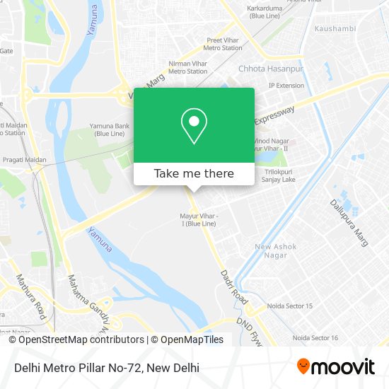 Delhi Metro Pillar No-72 map