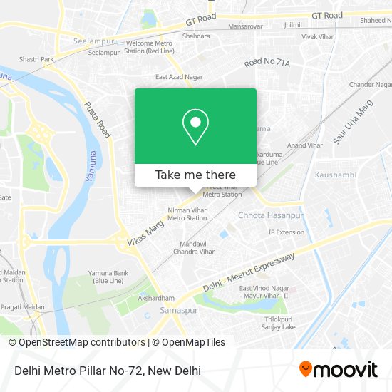 Delhi Metro Pillar No-72 map