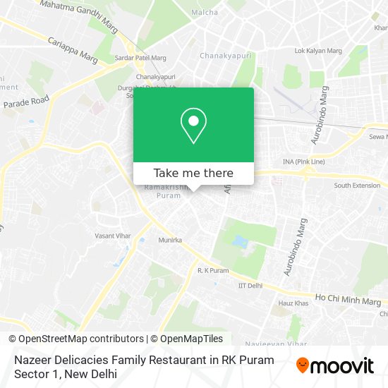 Nazeer Delicacies Family Restaurant in RK Puram Sector 1 map