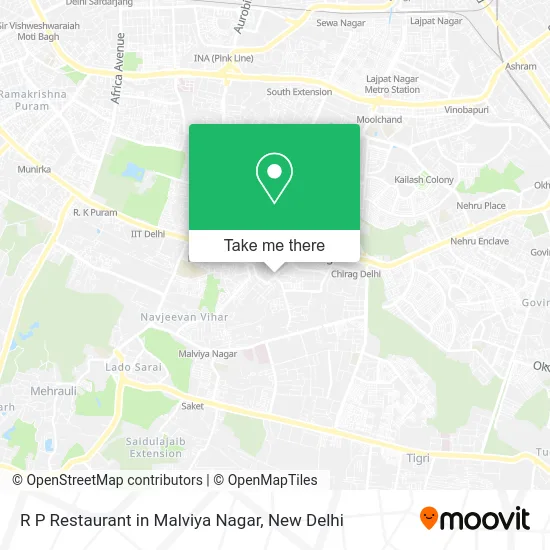 R P Restaurant in Malviya Nagar map