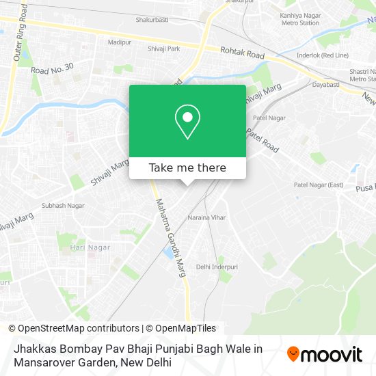 Jhakkas Bombay Pav Bhaji Punjabi Bagh Wale in Mansarover Garden map