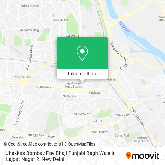Jhakkas Bombay Pav Bhaji Punjabi Bagh Wale in Lajpat Nagar 2 map