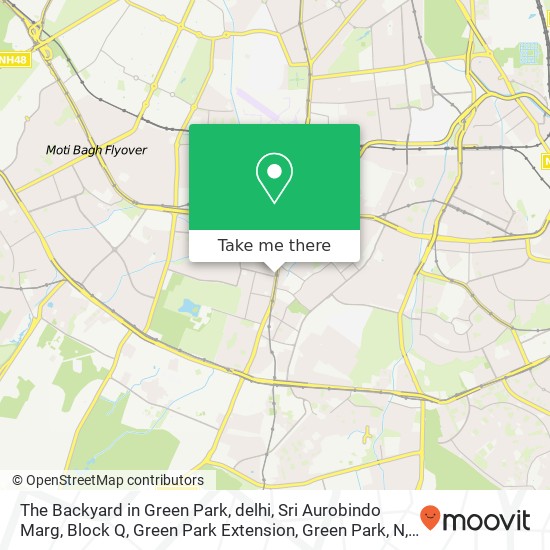 The Backyard in Green Park, delhi, Sri Aurobindo Marg, Block Q, Green Park Extension, Green Park, N map