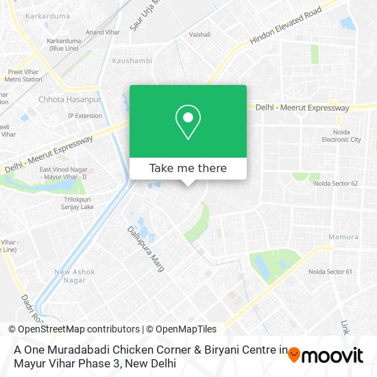 A One Muradabadi Chicken Corner & Biryani Centre in Mayur Vihar Phase 3 map