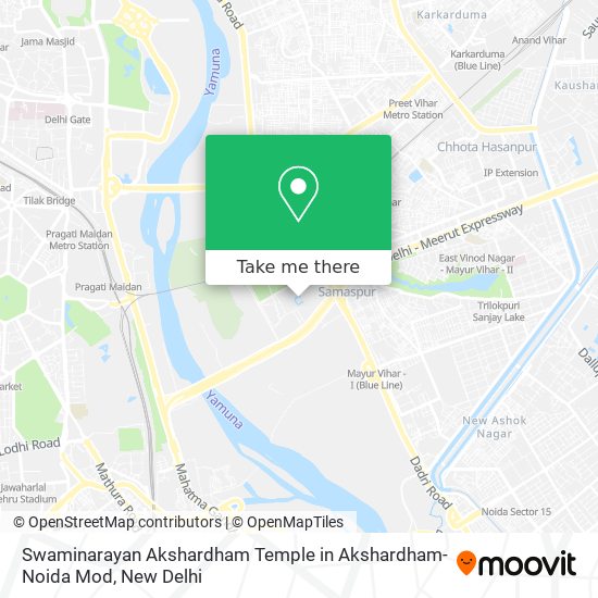 Swaminarayan Akshardham Temple in Akshardham-Noida Mod map