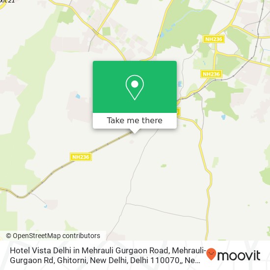 Hotel Vista Delhi in Mehrauli Gurgaon Road, Mehrauli-Gurgaon Rd, Ghitorni, New Delhi, Delhi 110070, map