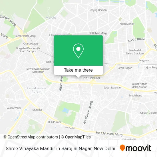 Shree Vinayaka Mandir in Sarojini Nagar map