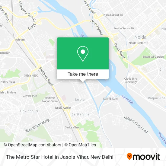 The Metro Star Hotel in Jasola Vihar map