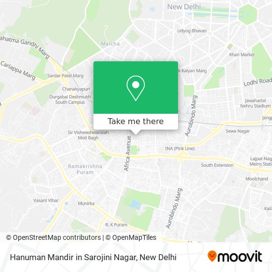 Hanuman Mandir in Sarojini Nagar map