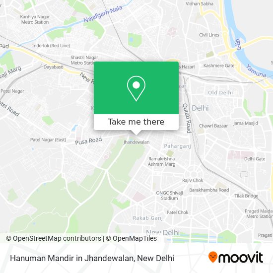 Hanuman Mandir in Jhandewalan map