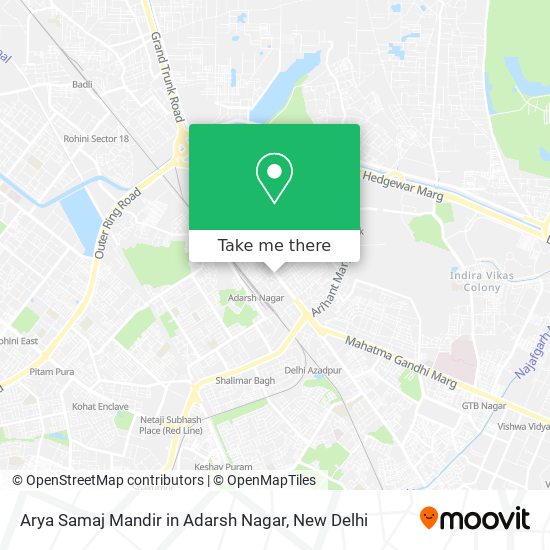 Arya Samaj Mandir in Adarsh Nagar map