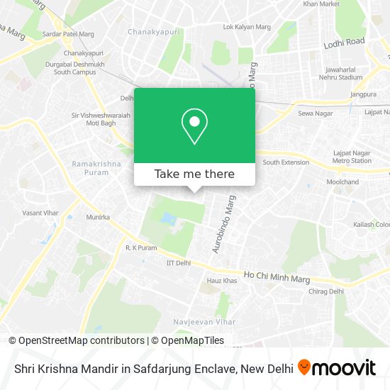 Shri Krishna Mandir in Safdarjung Enclave map