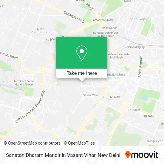 Sanatan Dharam Mandir in Vasant Vihar map