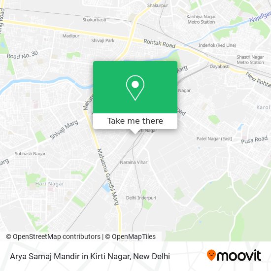 Arya Samaj Mandir in Kirti Nagar map