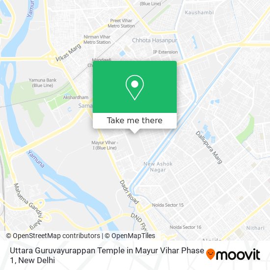 Uttara Guruvayurappan Temple in Mayur Vihar Phase 1 map