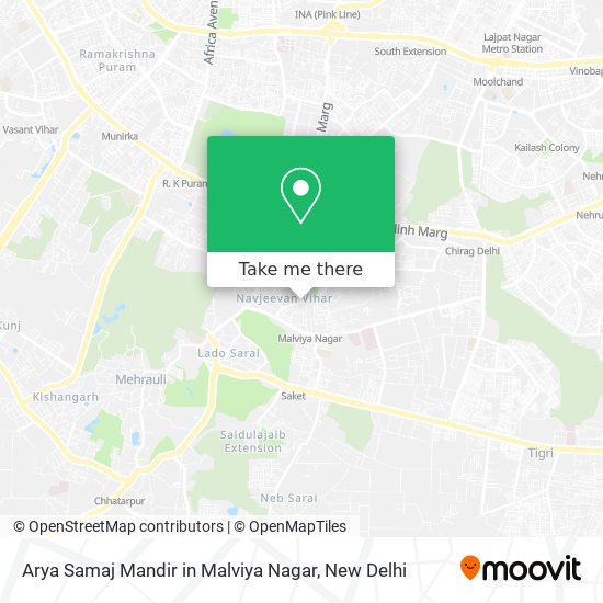 Arya Samaj Mandir in Malviya Nagar map