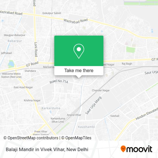Balaji Mandir in Vivek Vihar map
