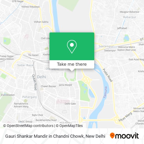 Gauri Shankar Mandir in Chandni Chowk map