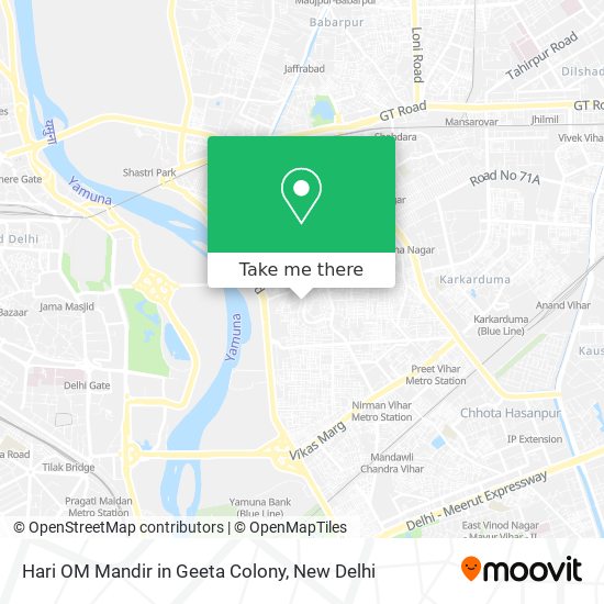 Hari OM Mandir in Geeta Colony map