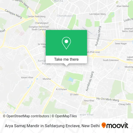 Arya Samaj Mandir in Safdarjung Enclave map