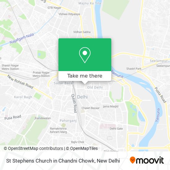 St Stephens Church in Chandni Chowk map