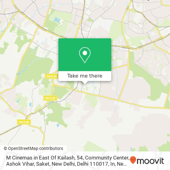 M Cinemas in East Of Kailash, 54, Community Center, Ashok Vihar, Saket, New Delhi, Delhi 110017, In map