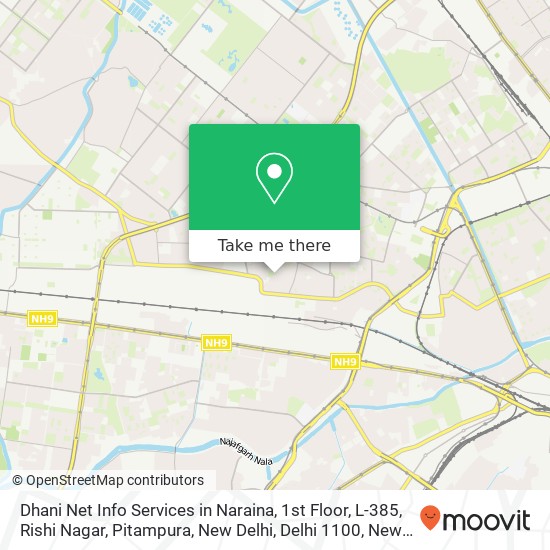 Dhani Net Info Services in Naraina, 1st Floor, L-385, Rishi Nagar, Pitampura, New Delhi, Delhi 1100 map